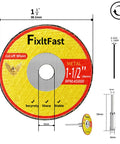 FixltFast 1-1/2 in fiberglass-reinforced metal cut-off wheel set with mandrels, 11-pack