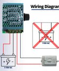 Wiring diagram of Heavy Duty Pwm Dc Motor Speed Controller Handles Seven To Seventy Volts And Thirty Amps With Adjustable Knobs.