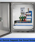 Stainless Steel Outdoor Indoor Electrical Cabinet Box Enclosure Wall Mount Junction Chest For Utility Boxes And Pump Systems Weatherproof Project Box Heavy Duty 36 Inches Wide By 24 Inches High By 6 Inches Deep 2mm Thickness, open with wiring inside