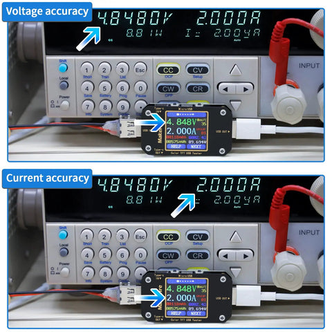 All In One USB Power Meter And Multimeter For Type C PD QC 2.0 3.0 4.0, Voltmeter And Ammeter, USB tester with 1.44 Inch LCD showing readings