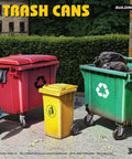 1 35-Scale Plastic Trash Cans Kit - Unpainted, Ready-To-Assemble Set Of 4 With Decals, Ideal For Dioramas And Military Scale Models