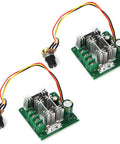 High Current PWM DC Brushed Motor Speed Controller 6V To 90V With 15A Peak 0 To 5V Analog PLC Control, Two-Pack, Showing Wiring and Components