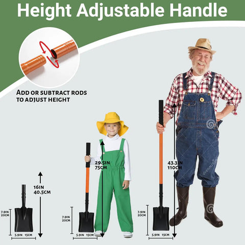 Height-adjustable Handy Small Garden Shovel For Digging And Planting With 43 Inch Metal Handle Square Trench Spade ergonomic display