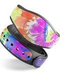 Spiral Tie Dye Skin Decal Vinyl Full Body Wrap Kit For Disney MagicBand Plus showcasing colorful snug coverage design.