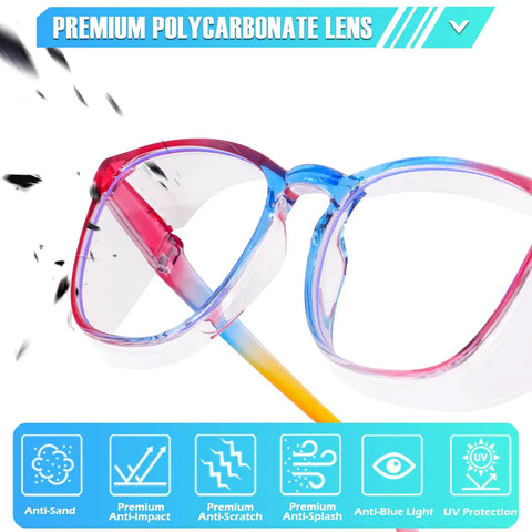 Close-up of Four Pack Anti Fog Safety Glasses For Women Nurses Anti Blue Light Blocking Eye Protection ANSI Z87 Plus