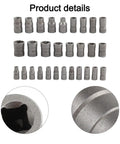 Premium 32 Pc Bolt Extractor Socket And Nut Remover Kit With 1/4 In And 3/8 In Adapters For Crushing Rusted Bolts And Lug Nuts Like A Pro In Workshop Or Home Repairs With Precision Metal Sockets. 32-piece metal extractor sockets with metric and inch sizes