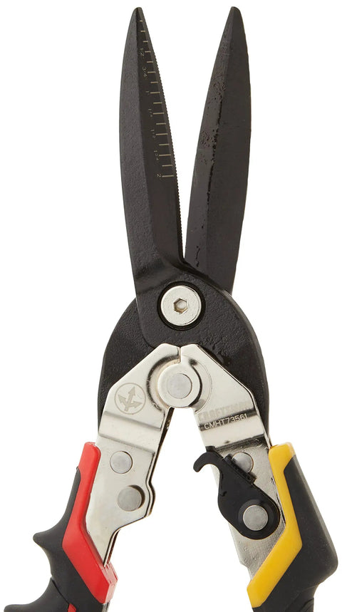 Rock Solid Aviation Snips Straight Long Cut Metal Shears For Sheet Metal And Steel Spring Loaded One Hand Operation Induction Hardened Cutting Edges No Sweat Precision Cutting For Day One Pros