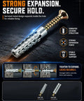 Heavy Duty Stainless Steel Four-Sided Serrated Wall Anchors M6 Set 50 Pieces For Thick Walls Expansion Screws, m6x50