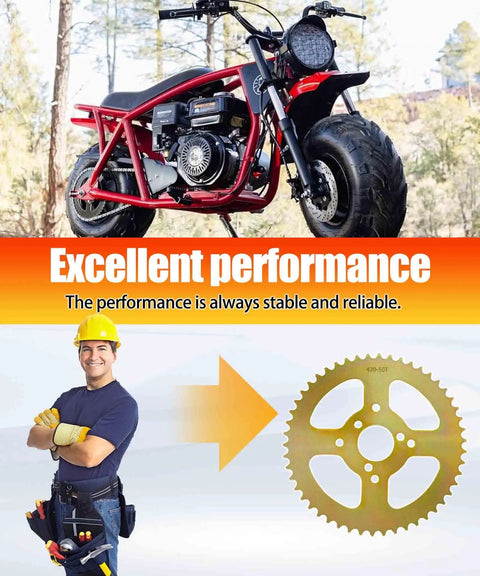 Mini bike and 50T High Speed Rear 3 Hole Sprocket For Mini Bikes Fits 40 41 420 Chain Compatible With Coleman B200R B200 B200RSV