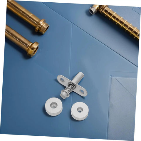 Heavy Duty 2 Sets Silver Metal Pivot Shaft With Spring Loaded Hinge Fits Wood Or Metal Doors Easy Install For Screen Partitions And Office Decor Quick Fix Hardware with white washers