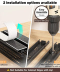 Installation options for Pull Out Spice Rack Organizer For Cabinets, 3 Pack Slide Out Pantry Shelves with adhesive or screws.