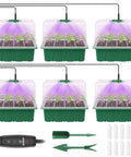 Six Pack Seed Starter Kit With 72 Cell Trays, Adjustable Full Spectrum LED Grow Lights, 3.9 Inch Humidity Domes