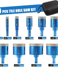 Badass Premium Ten Piece Diamond Tile Hole Saw Kit With 1/4 To 2 Inch Vacuum Brazed Drill Bits, various sizes included.