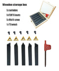 LAHDYFHOE 5pc turning tool holder set, 1/2in shank with TCMT inserts, in wooden storage box