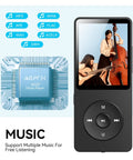 Bluetooth 5.3 MP3 Player With Built In Speaker 1.8 Inch Screen FM Radio Voice Recorder 32GB Internal Storage music formats display