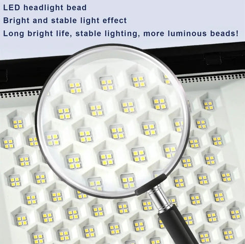 JUDYSSY 6500K Led Floodlight Outdoor, LED headlight beads magnified showing bright, stable light effect and long lifespan.