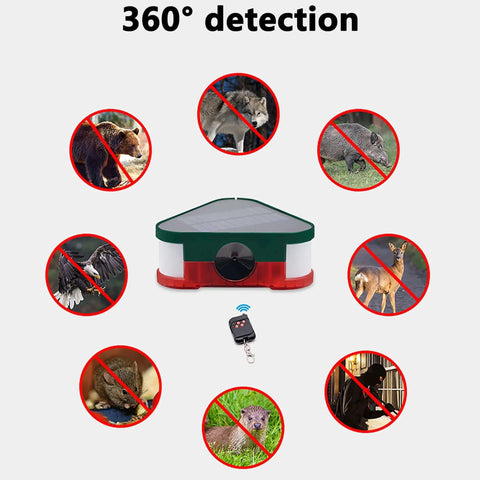 3x129 DB Crazy Loud Sound And Light Alarm With 360 Degree Ultrasonic Motion Sensor, remote, LED light, pest deterrence