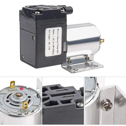 12V DC Mini Vacuum Pump Featuring Dead Quiet Diaphragm Design and Integrated Suction Holder for Aquariums, Coffee Makers and Smart Home Automation Projects