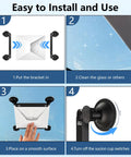 Instructions showing how to install Heavy Duty Starlink Mini Suction Mount For Window Sunroof Rock Solid Carbon Steel Frame Grip.