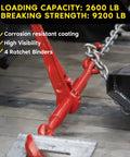 4 Pack Ratchet Chain Binder For 1/4 To 5/16 Inch Chains Heavy Duty Load Binder 2600Lbs Working Load 9200Lbs Break Strength