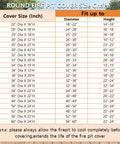 Size chart for Beefed Up Round Fire Pit Cover For 30 To 36 Inch Pits, Waterproof 600D Oxford Fabric With PVC Coating, Weatherproof