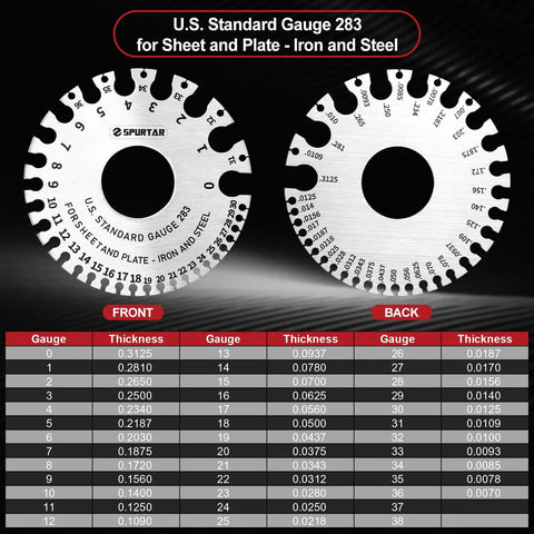 Front and back view of a Three Piece Wire Gauge Tool Kit Dual Sided Stainless Steel Thickness Gauges For Wire And Sheet Metal