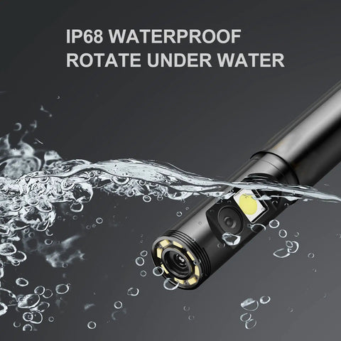 9mm Dual Camera Industrial Borescope With 4.5 Inch HD Display And IP68 Waterproof Build featuring underwater capability and LED lights.
