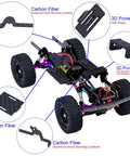 Carbon Fiber LCG Chassis Frame Rail Kit For 1/24 RC Crawler Adds Low Center Of Gravity Handling Multiple Shock Mounts Front 7.5 Degree Skid