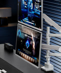 Heavy Duty Monitor Arm Mount With Desk Clamp No Drill Setup Quick Release Design Smooth Height Adjustments Solid Steel Build on a desk