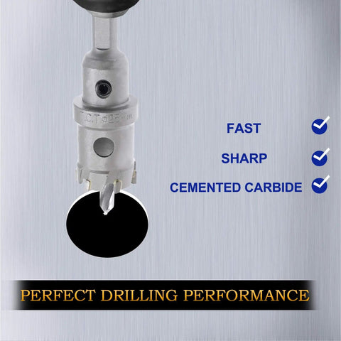 Carbide Tooth Tipped Hole Saw Cutter 1 Inch 25mm For Stainless Steel Sheet Metal Plastic FRP TCT Hole Cutter on steel background