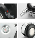 Darn Smooth Dual Swivel Casters Replacement Trolley Wheels For Office Chairs And Sofas With No Sweat Moving Heavy Built Tough Twin Rollers Universal M10 Stem Two Inch Plastic Glide Non Marking Finish close-up of wheel and stem details