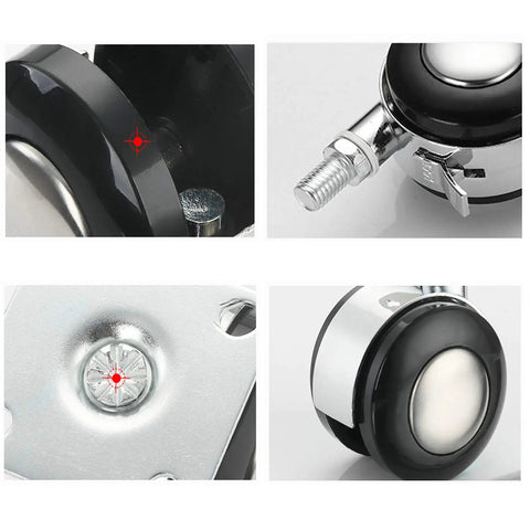 Darn Smooth Dual Swivel Casters Replacement Trolley Wheels For Office Chairs And Sofas With No Sweat Moving Heavy Built Tough Twin Rollers Universal M10 Stem Two Inch Plastic Glide Non Marking Finish close-up of wheel and stem details
