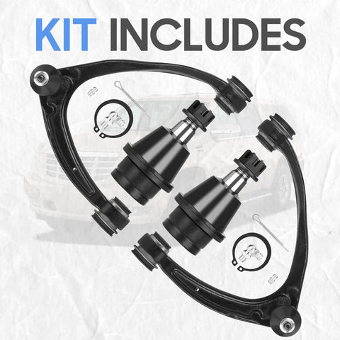 Beefed-Up Front Upper Control Arm Kit With Forged Steel Arms And Lower Ball Joints, Suspension Upgrade For 2007-2014 Silverado 1500, Sierra 1500, Suburban, Tahoe, Yukon 4pc Set