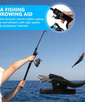 Powerful 4X Fishing Cannon Bait Launcher for Faster Fish Catch used in surf casting, showing smart trigger design