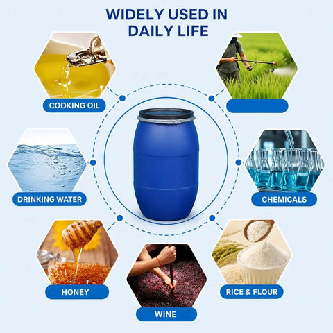 Food Grade Blue Plastic Drum With Airtight Lid And Metal Latch Ring Built Tough For Emergency Water Storage 8 To 42 Gallon