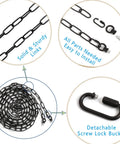 Beefy 19Ft Black Chain For Pendant Lights And Ceiling Fixtures, Extra Chain For High Ceilings, showing link, buckle, and features.