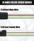 25 Ft Trailer Wiring Harness Extension Kit With 4 Way Flat Plug 18 AWG Male and Female Connectors