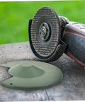 Angle Grinder Wheel Guard Safety Shield Protector for Grinding Machines, shown on a table, green iron build, for spark protection.