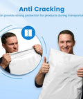 Heavy Duty 19x24 Inch Poly Mailers 500 Pack Bulk Shipping Envelopes for Clothes Self Seal White Plastic Mailing Bags for E Commerce Packaging and Small Biz, man demonstrating anti-cracking feature.