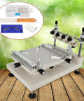 Pro Grade High Precision Solder Paste Printer For PCB SMT Stencil, Manual Printer with honeycomb base on wooden surface