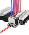 5 Way 3 Position Pneumatic Solenoid Valve Kit Plug And Play With 24V DC Coil For PT One Quarter Ports Internally Piloted 6mm Inlet Outlet