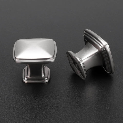 5 Pack Brushed Nickel Cabinet Knobs 30mm Square Zinc Alloy Drawer Pulls For Kitchen Cupboards And Dressers front view