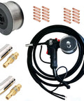 Heavy Duty 200 Amp Aluminum Spool Gun For Mig Torch Welders With 16.4 Ft Cables Fits Miller 210 Spoolmate 3035 Includes 0.8mm Wire And 20 Tips For Smooth Aluminum And Stainless Welding showing components