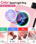 35,000RPM Electric Nail Drill with 4-color speed light ring displaying 35 RPM for gel nail shaping and removal
