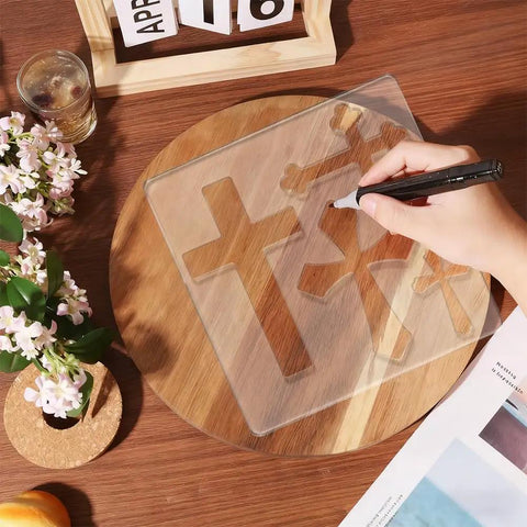 Super Sleek Acrylic Router Template For Woodworking And Charcuterie Boards Killer Cross Inlay Pattern Heavy Duty Routing Guide That Flows Like Butter No Sweat Setup, 198mm acrylic sheet in use.