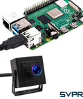 5MP 30FPS USB Fisheye Camera With IMX335 Sensor And M12 Lens shown with USB cable next to Raspberry Pi board