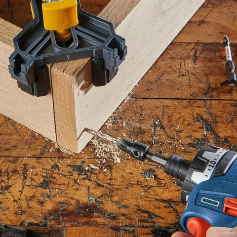 Do It All Hex Shank Countersink Drill Bit Set, 5 Piece, Includes Sizes 6, 8, 10, 12, Adjustable Depths, in use on wood