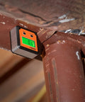 Magnetic Digital Angle Locator With LCD Backlit Display And Two Buttons, 0 To 90 Degrees on metal beam displaying angle measurement.