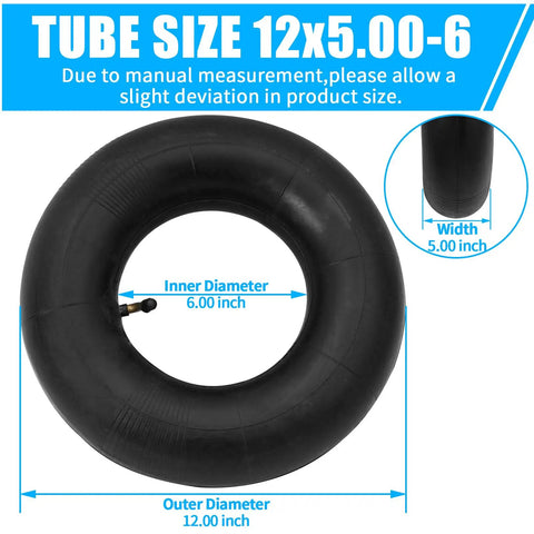 12x5.00-6 Inner Tube With Bent Valve Stem For Electric ATV Dirt Quad Go Kart And Lawn Mower Replacement Beefy Heavy Duty Tubes