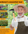 Elderly man holding Japanese Weeding Sickle 13 Inch Hand Weeder And Garden Hoe with ergonomic grip in a garden setting